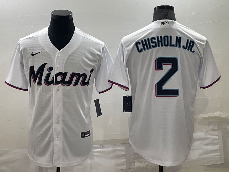 Cheap Men Miami Marlins 2 Chisholm jr White Game 2022 Nike MLB Jersey